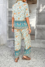 Two Pieces Button Down Boho Blouse Pant Sets | Mixtshop LLC