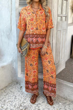 Two Pieces Button Down Boho Blouse Pant Sets | Mixtshop LLC