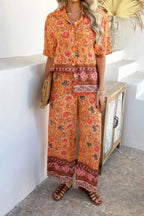 Two Pieces Button Down Boho Blouse Pant Sets | Mixtshop LLC