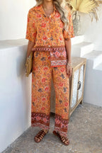 Two Pieces Button Down Boho Blouse Pant Sets | Mixtshop LLC