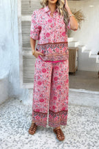 Two Pieces Button Down Boho Blouse Pant Sets | Mixtshop LLC