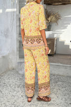 Two Pieces Button Down Boho Blouse Pant Sets | Mixtshop LLC