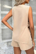 Two Pieces Button Down V Neck Suit Short Sets | Mixtshop LLC