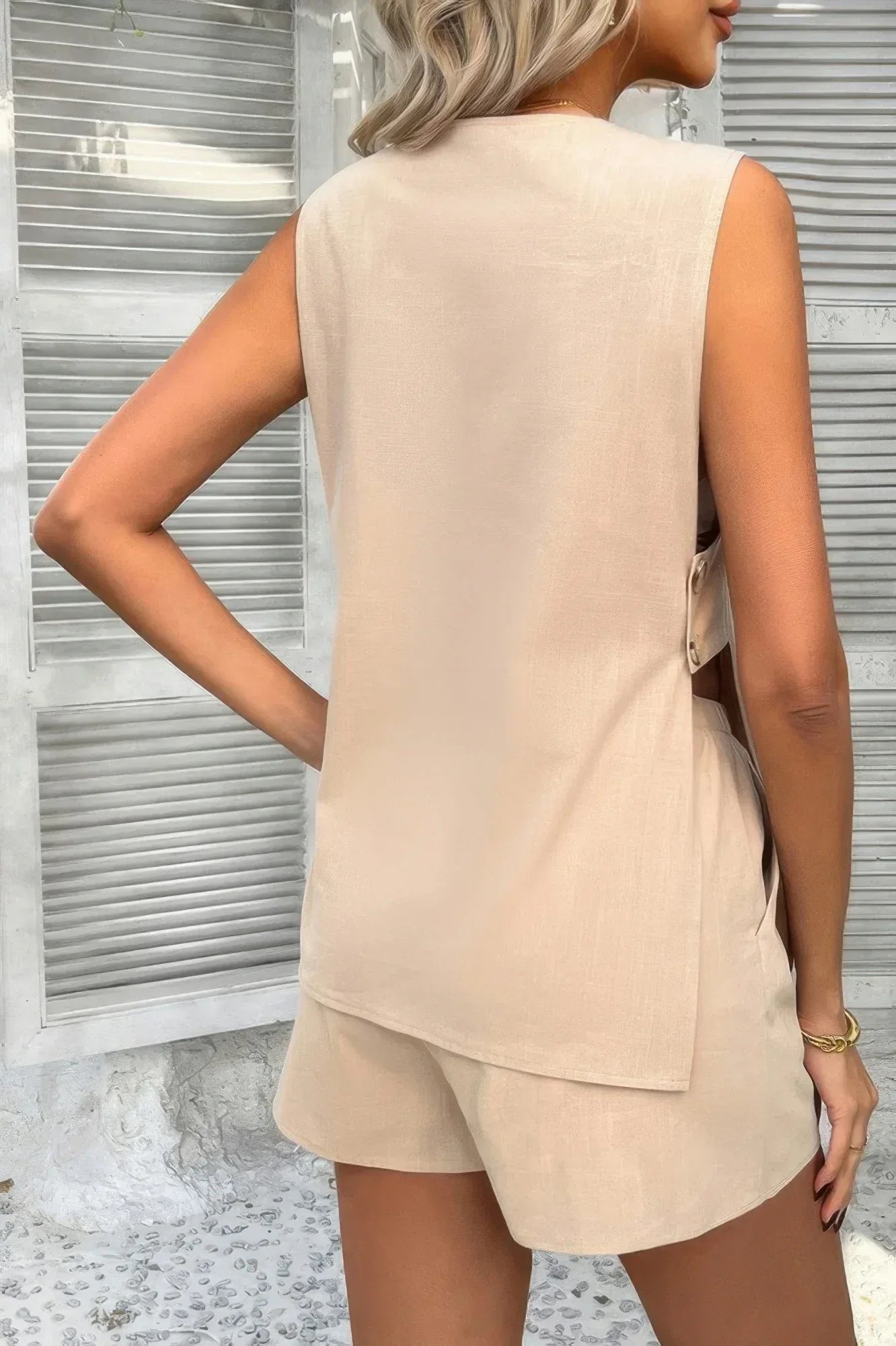 Two Pieces Button Down V Neck Suit Short Sets | Mixtshop LLC