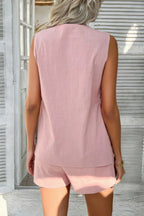 Two Pieces Button Down V Neck Suit Short Sets | Mixtshop LLC