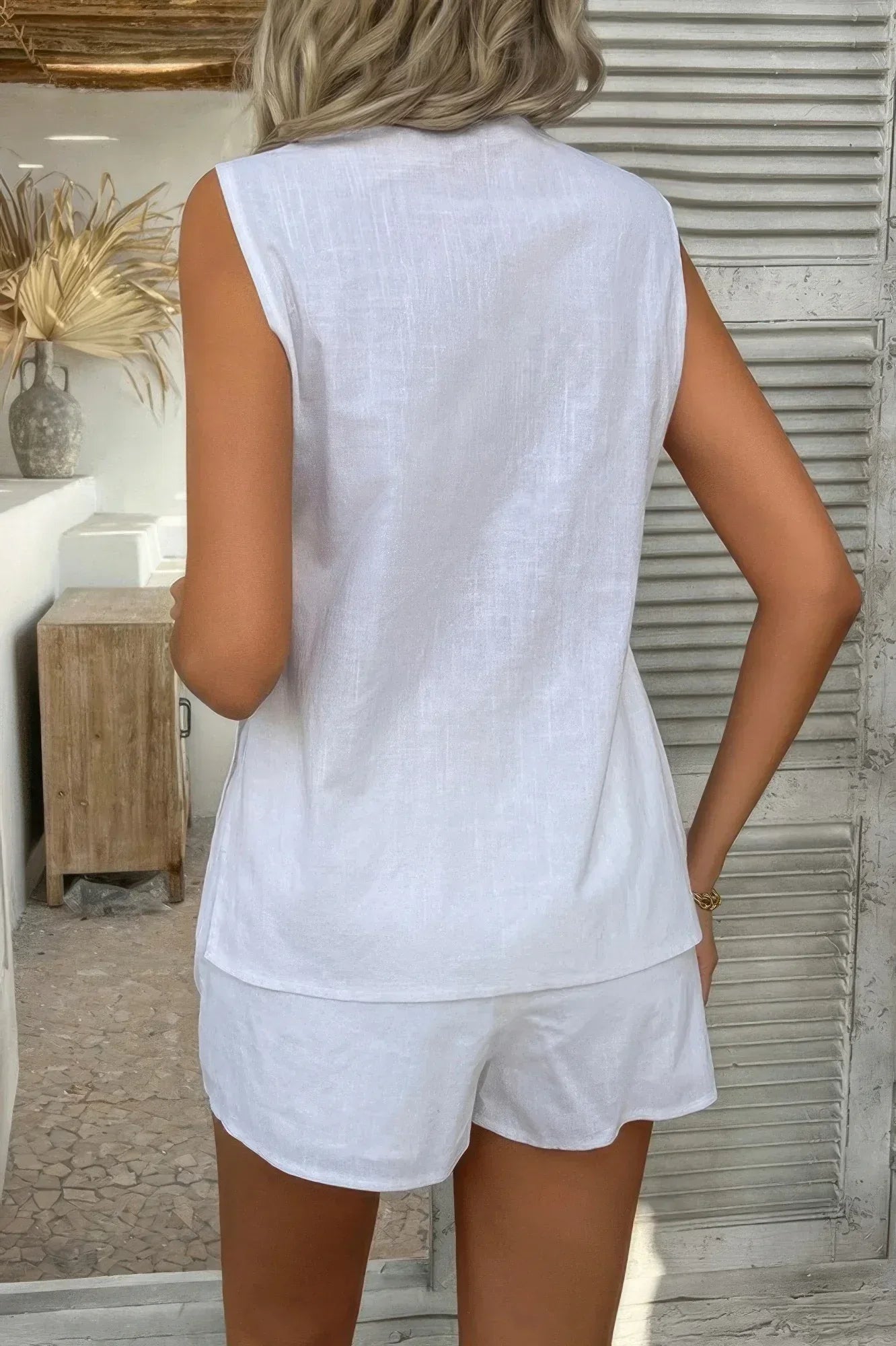 Two Pieces Button Down V Neck Suit Short Sets | Mixtshop LLC