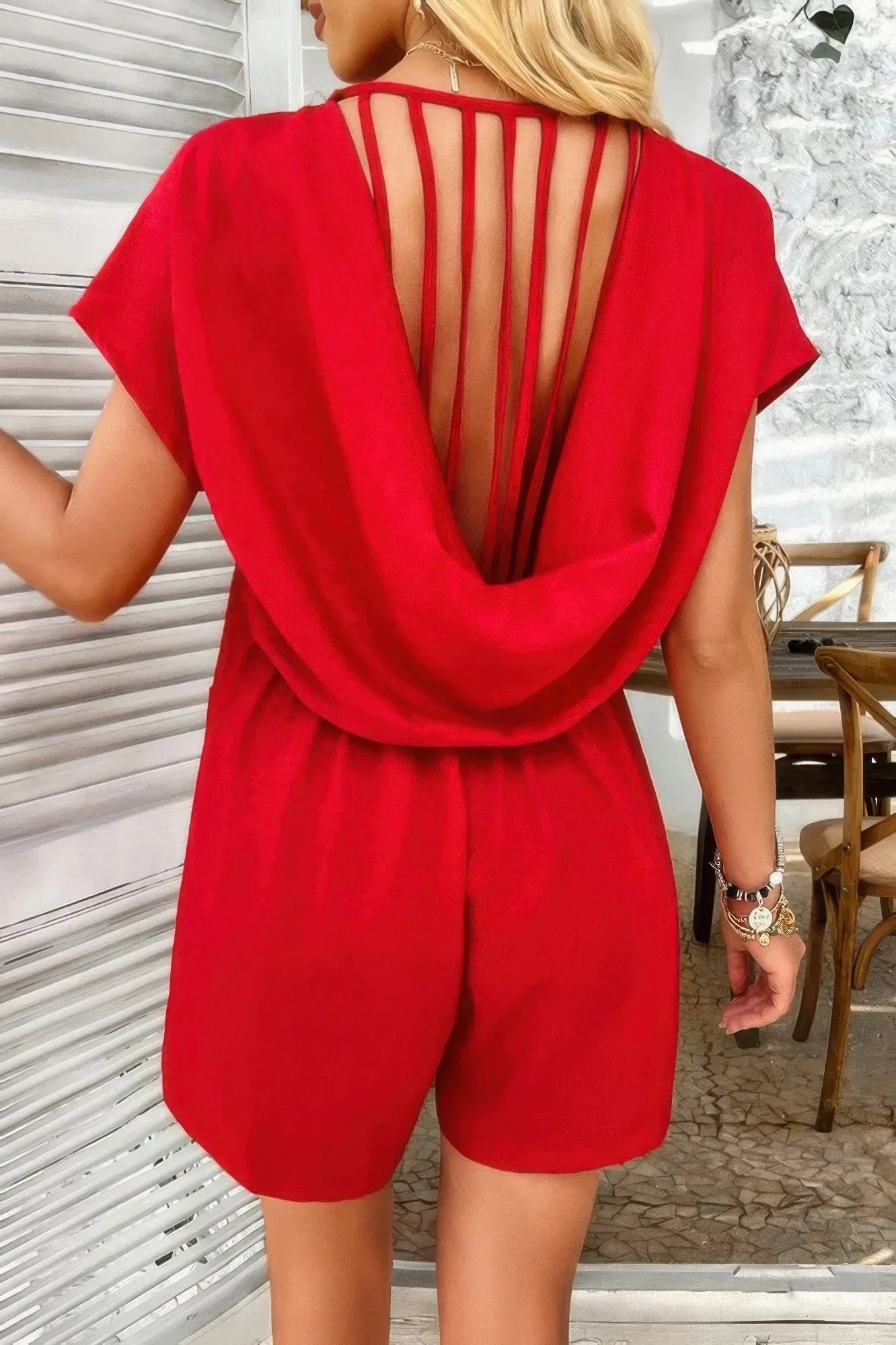 Solid Deep V Neck Drop Shoulder Loose Pockets Romper | Mixtshop LLC