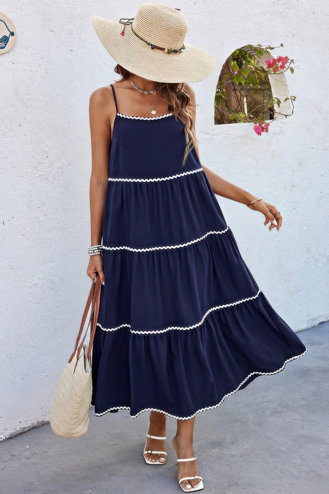 Spaghetti Strap Sleeveless Loose A Line Ankle Dress | Mixtshop LLC