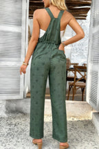Star Print Button Tie Pockets Drawstring Jumpsuit | Mixtshop LLC