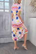 Allover Printed Button Down Ruched Long Dress | Mixtshop LLC