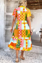 Allover Printed Button Down Ruched Long Dress | Mixtshop LLC