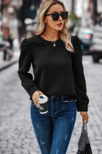 Solid Crewneck Twist Texture Loose Fit Pullover | Mixtshop LLC