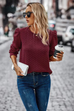 Solid Crewneck Twist Texture Loose Fit Pullover | Mixtshop LLC