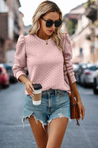 Solid Crewneck Twist Texture Loose Fit Pullover | Mixtshop LLC