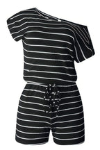 Striped Short Sleeve Drawstring Waist Romper | Mixtshop LLC