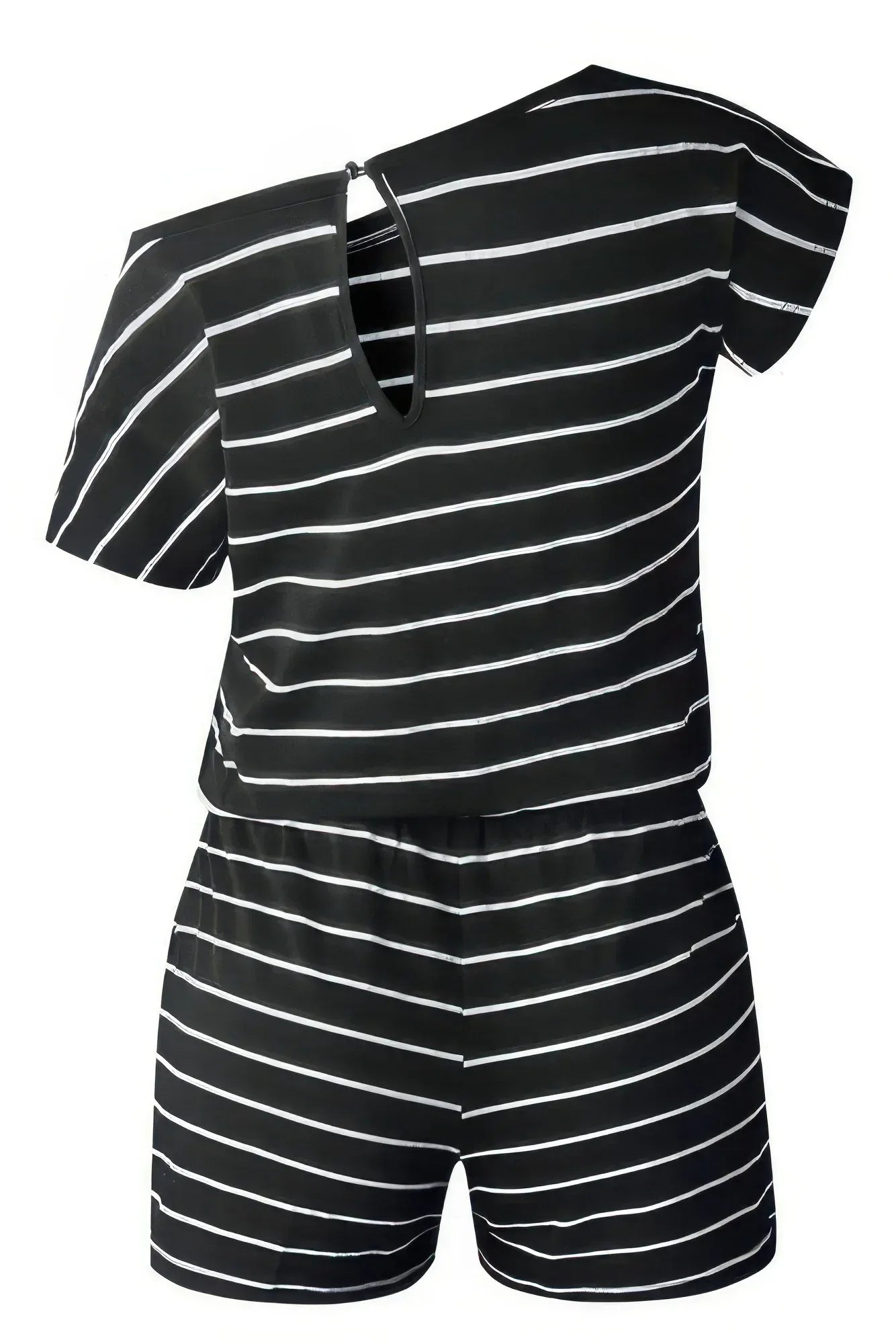 Striped Short Sleeve Drawstring Waist Romper | Mixtshop LLC