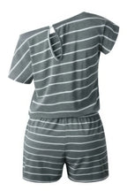 Striped Short Sleeve Drawstring Waist Romper | Mixtshop LLC