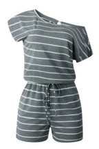 Striped Short Sleeve Drawstring Waist Romper | Mixtshop LLC