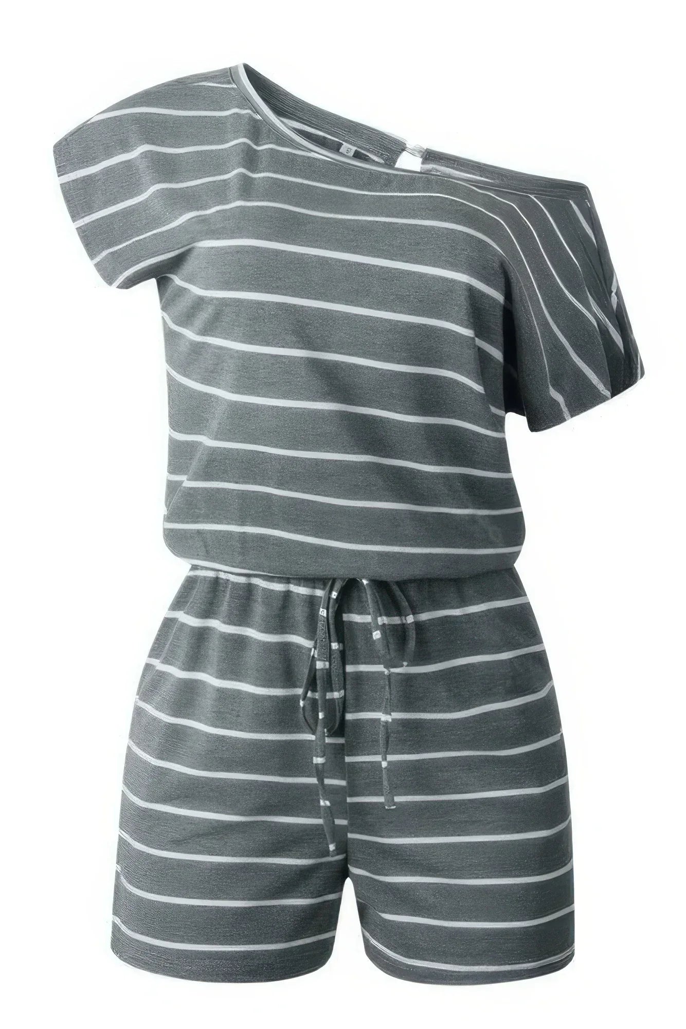 Striped Short Sleeve Drawstring Waist Romper | Mixtshop LLC