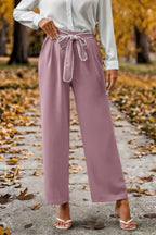 Straight Leg Elastic High Waist Lace Tie Trim Pant | Mixtshop LLC