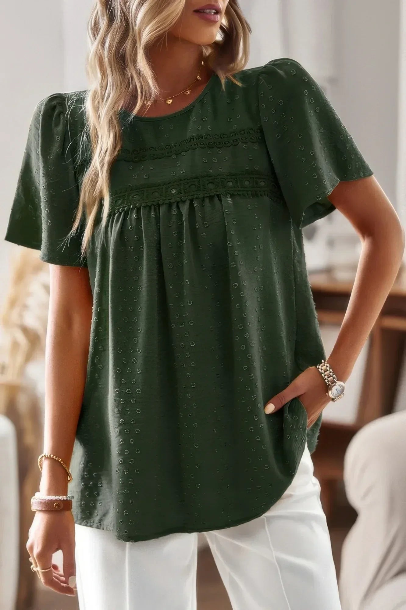 Plus Size Temperament Solid Short Sleeves Top | Mixtshop LLC