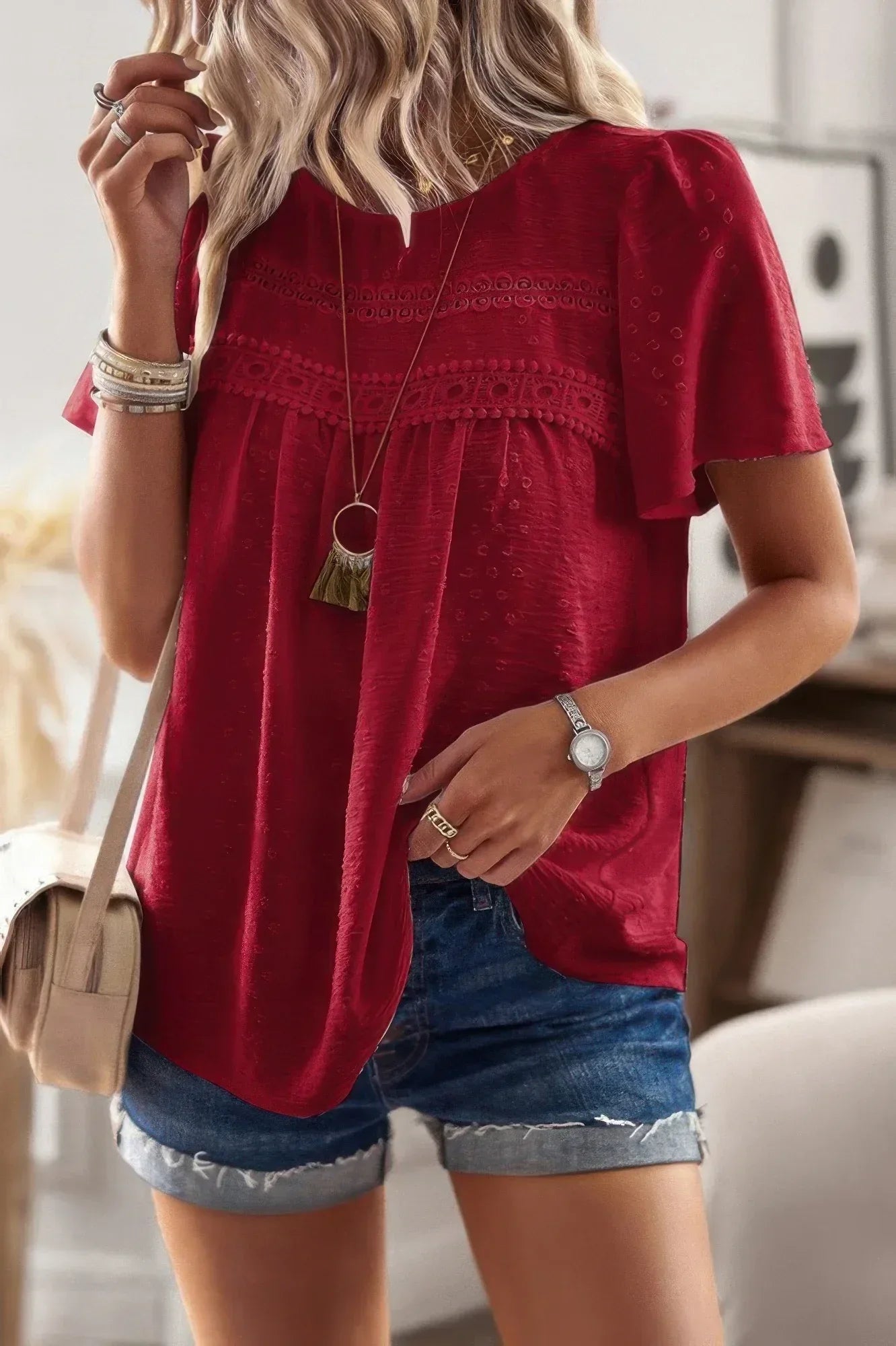Plus Size Temperament Solid Short Sleeves Top | Mixtshop LLC