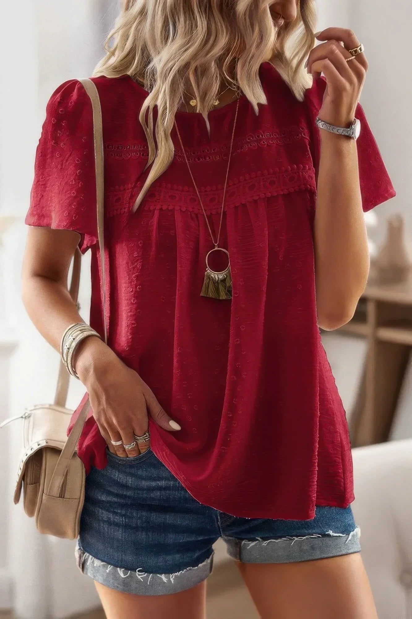 Plus Size Temperament Solid Short Sleeves Top | Mixtshop LLC
