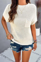 Solid Short Cap Sleeve Ribbed Knit Loose Top | Mixtshop LLC