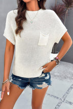 Solid Short Cap Sleeve Ribbed Knit Loose Top | Mixtshop LLC