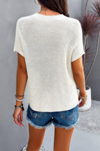 Solid Short Cap Sleeve Ribbed Knit Loose Top | Mixtshop LLC