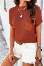 Solid Short Cap Sleeve Ribbed Knit Loose Top | Mixtshop LLC