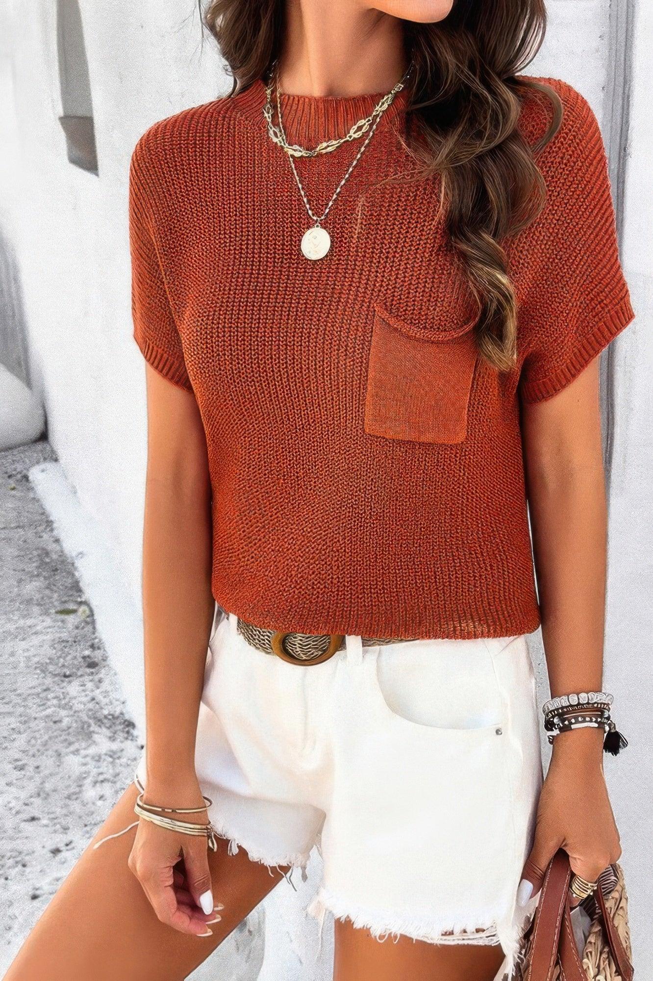 Solid Short Cap Sleeve Ribbed Knit Loose Top | Mixtshop LLC