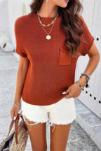 Solid Short Cap Sleeve Ribbed Knit Loose Top | Mixtshop LLC