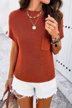 Solid Short Cap Sleeve Ribbed Knit Loose Top | Mixtshop LLC