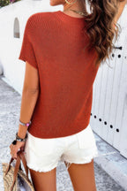 Solid Short Cap Sleeve Ribbed Knit Loose Top | Mixtshop LLC