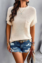 Solid Short Cap Sleeve Ribbed Knit Loose Top | Mixtshop LLC