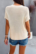Solid Short Cap Sleeve Ribbed Knit Loose Top | Mixtshop LLC