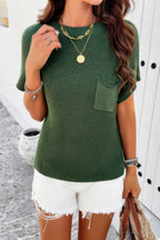 Solid Short Cap Sleeve Ribbed Knit Loose Top | Mixtshop LLC