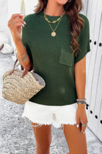 Solid Short Cap Sleeve Ribbed Knit Loose Top | Mixtshop LLC