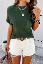 Solid Short Cap Sleeve Ribbed Knit Loose Top | Mixtshop LLC