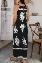 Geo Print Halter Sleeveless Loose Fit Dress | Mixtshop LLC
