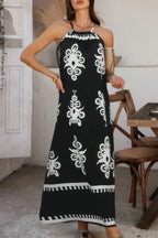 Geo Print Halter Sleeveless Loose Fit Dress | Mixtshop LLC