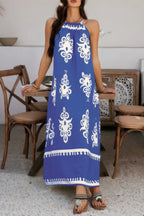 Geo Print Halter Sleeveless Loose Fit Dress | Mixtshop LLC