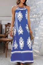 Geo Print Halter Sleeveless Loose Fit Dress | Mixtshop LLC