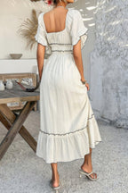 Off Shoulder Bodycon Backless Ruffle Trim Dress | Mixtshop LLC