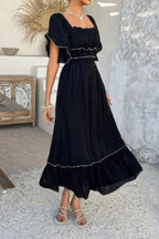 Off Shoulder Bodycon Backless Ruffle Trim Dress | Mixtshop LLC
