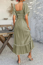 Off Shoulder Bodycon Backless Ruffle Trim Dress | Mixtshop LLC