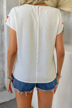 Swiss Dot Crochet Patchwork Short Sleeves Shirt | Mixtshop LLC