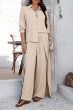 Two Pieces Split Solid Button Down Sets | Mixtshop LLC