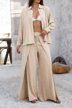 Two Pieces Split Solid Button Down Sets | Mixtshop LLC